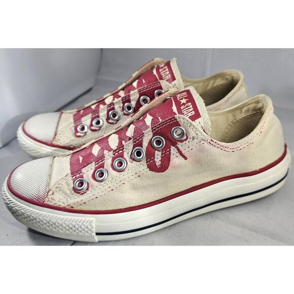 Converse All Star Stencil Kit Unisex  Red/White No Lace Slip-On Shoes Size M6/W8 - Picture 2 of 14